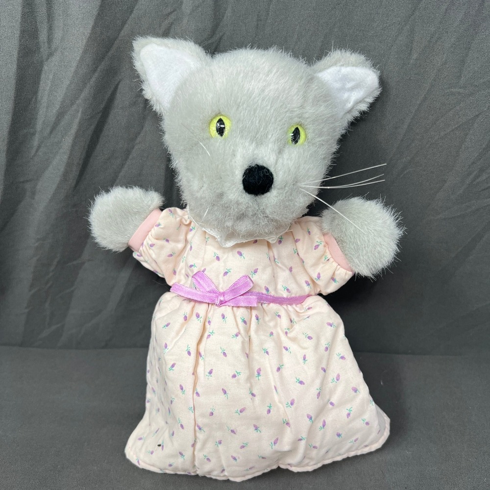 Dakin Henrietta Pussycat Hand Puppet 10 Inch Gray Vintage Mister Rogers 1988